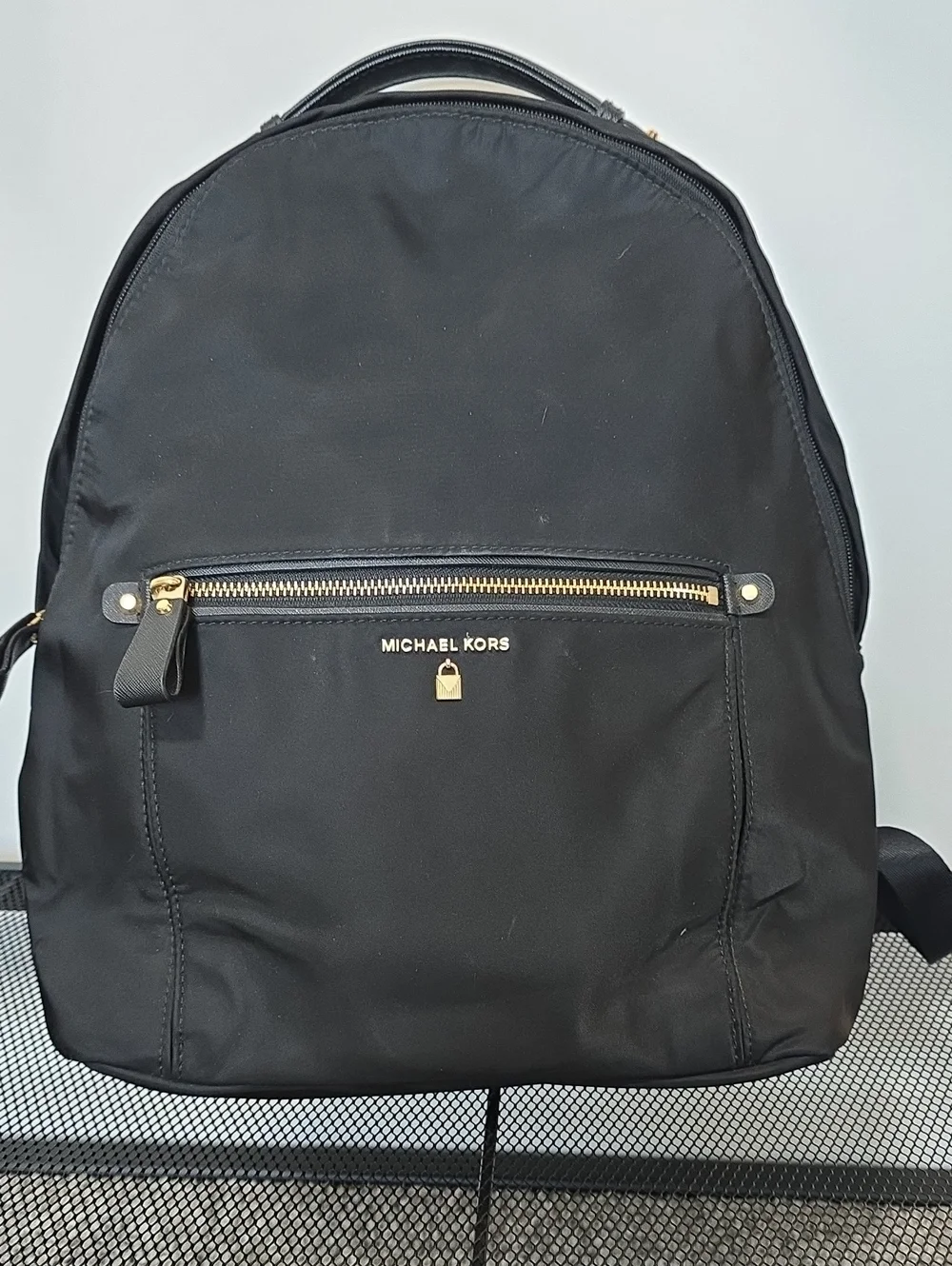 Michael Kors Black Nylon Backpack with Gold Accents